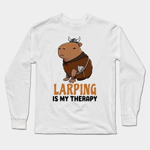 Larping is my therapy Capybara Viking Long Sleeve T-Shirt by capydays